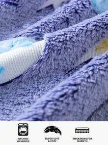 1pc Kids Glow In The Dark Hooded Blanket Sweatshirt With Pocket, Warm Flannel Unicorn Blanket Sweater - Space Planet - View 5