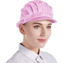 1頂粉紅色廚師帽,男女廚房防塵工作車間帽,食品工廠工作帽 - 粉色 - 查看 8