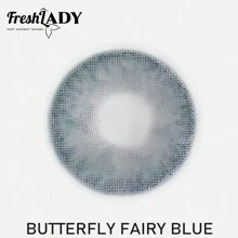 Freshlady 蝴蝶仙子藍色14.0mm有色隱形眼鏡,1年拋棄式 - 淺藍色 - 查看 5