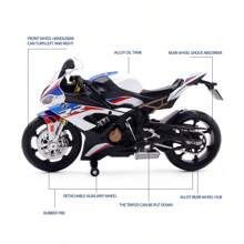 RMZ Modèle de moto BMW 1000 RR en alliage 1:12 simulé. Jouet pour enfants, décoration, voiture à glissière. Cadeau d'anniversaire authentique et approuvé, retour à l'école