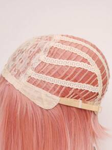 荷花根粉色短直齊瀏海假髮合成髮,可愛適合日常使用的時尚髮型 - 藕粉色 - 查看 7