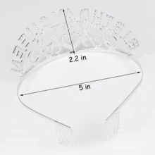 Heart Shaped Birthday Crown With Full Diamond And Letter Design, Headband For Girls In Birthday, Party, Photography - Silver - View 5