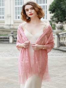 1條晚禮服披肩和圍巾,適用於女士婚禮正式披肩(185*65cm) - 粉色 - 查看 4