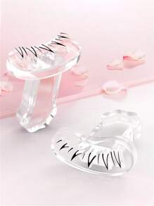 2 Miếng ( Bên trái Và Đúng ) Có thể tái sử dụng Silicone Thấp hơn Lông mi Con tem Niêm phong DIY Ảo thuật Creative Mỹ phẩm Hoà Công cụ Sai Thấp hơn Lông mi Phấn mắt Con tem - Trong sáng - Xem 1