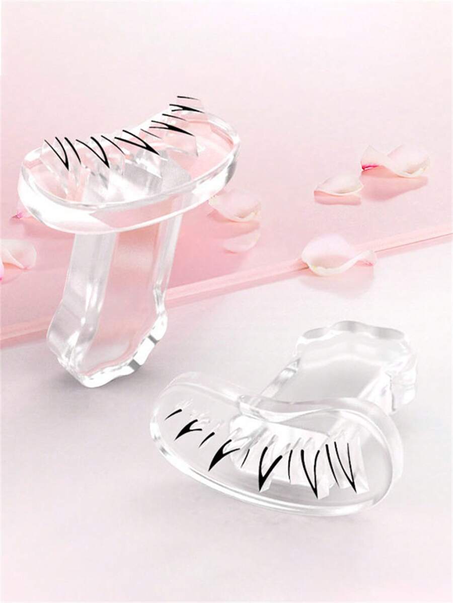 2 Miếng ( Bên trái Và Đúng ) Có thể tái sử dụng Silicone Thấp hơn Lông mi Con tem Niêm phong DIY Ảo thuật Creative Mỹ phẩm Hoà Công cụ Sai Thấp hơn Lông mi Phấn mắt Con tem - Trong sáng - Xem 1