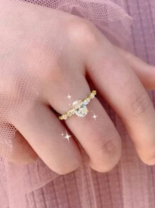 1枚优雅立方氧化锆戒指，女士情人节礼物，适合婚礼、订婚、周年纪念、派对等场合，也可作为戒指、珠宝、礼物送给妈妈、母亲节。 - 金黃色 - 查看 8