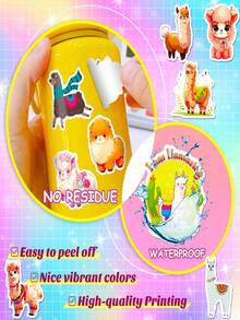 50pcs/Pack Cartoon Llama Cute Animal Pvc Sticker. Suitable For Children's Luggage, Skateboards, Water Bottles, Computers - Healing Sticker - Multicolor - View 5