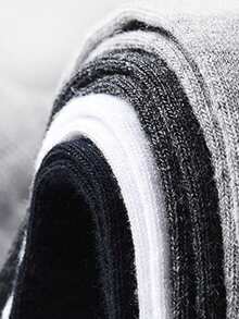 6 Pairs Set Large Size Socks, Autumn And Winter, Men's Plain Mixed Knit Casual Business Mid Tube Socks, Fit For Daily Wear, Formal Wear, Work, European And American Sizes, Comfortable And Breathable, Durable And Comfortable, Even If Standing For A Long Time - Black - View 8