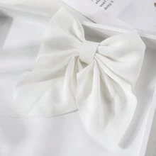1入組少女簡約優雅韓式白色蝴蝶結髮夾,適用於日常使用 - 白色 - 查看 7