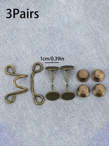 3 件套裤子腰部收紧器，可调节腰带扣套装，额外的纽扣使牛仔裤更紧，裤子纽扣调节器，牛仔裤，袖子（古铜色） - 銅色 - 查看 2