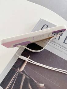 1pc White Tpu Cute Smiling Face Wrist Strap Painting Phone Case, With Stand Function And Hand Strap, Compatible With Iphone Compatible With Redmi Note12 Waterproof Shockproof Anti-Fall Scratch Resistant,International Version, Not The Domestic Version - Multicolor - View 4