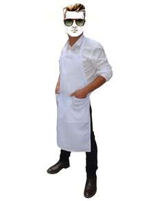 带袋长围裙或围裙，100% 涤纶。,厨房、浴室、家居、家居用品供应商 - 白色 - 查看 3