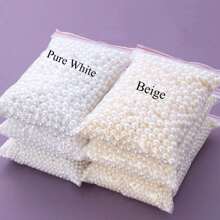 100 件/包 3 毫米 - 12 毫米 ABS 圆形仿珍珠，白色和象牙色，高光泽且不褪色，有 1/2 孔可供选择 - 米色 - 查看 2