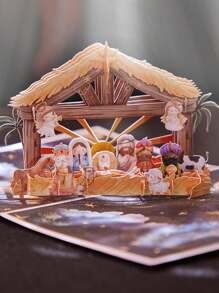 1入組北方和郵箱彈出式卡,聖誕賀卡,週年紀念日卡,聖誕禮品,北方卡 - 彩色 - 查看 3