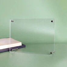 1 件壓克力相框帶支架 6 英寸雙面透明水晶相框壁掛、展示 Ins 明信片、照片、a4 海報 - 無色 - 查看 2