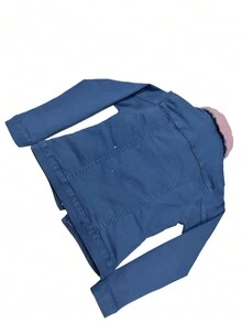 chamarra  Corta de mezclilla aborregada por dentro - Neblina azul - Ver 2