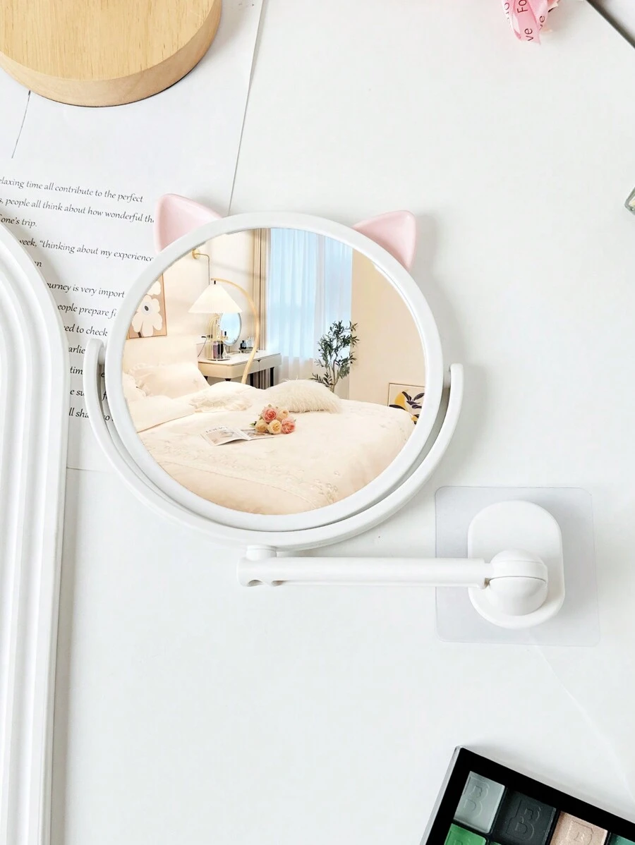 1只掛壁式卡通摺疊浴室化妝鏡 - 白色 - 查看 1