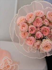 1pc Wavy Organza Flower Wrapping Paper, Pearl Mesh Ribbon, Artificial & Fresh Flower Bouquet Packaging Material, Suitable For Holiday, Wedding, Birthday Decoration, Florist Supply, Diy Flower Arrangement And Packaging Decoration, Back To School Valentine Day
