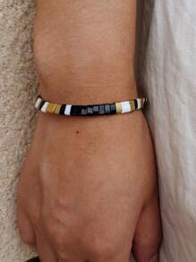 女士彩色手链串珠缠绕珠波西米亚风冲浪珠宝 - 黑與白 - 查看 10