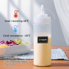 厚型pe瓶身帶刻度擠壓瓶,適用於番茄醬、沙拉醬、塑料調味料分配器瓶,有噴嘴,可裝果醬 - 白色 - 查看 5