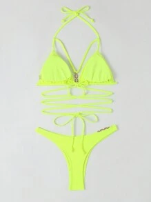 Women Bikini Sets - 黃色 - 查看 2