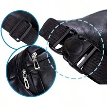 新款跨境男士戶外運動防水單肩包輕量化旅行pu手機袋休閒大容量包 - 黑色 - 查看 5