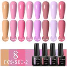8 Stücke/set Gel Nagellack Set Nude Pink Glitter Halb Dauerhafte Soak Off Uv Led Hybrid Gel Lacke Base Top Coat Nagel Kunst Gel Kits Geschenk Für Frauen Maniküre Salon Diy Gel Nagel Design Dekoration Zuhause
