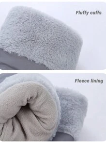 1pair Gray Baby Stroller Warm Gloves With Waterproof Fabric Lining - Grey - View 4