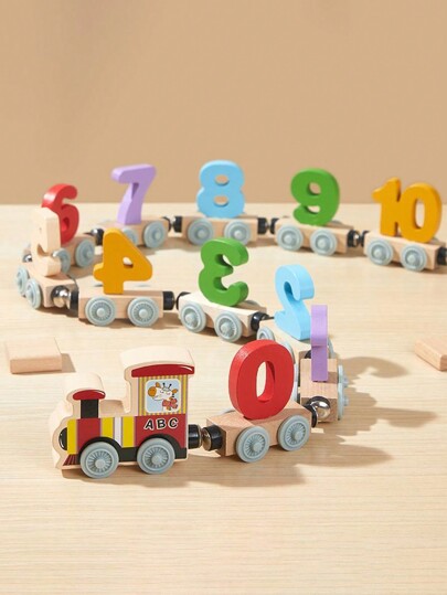 1 Pc Children's Wooden Early Education Enlightenment 12-Section Conjoined Number Train Toy Is Helpful For Children To Understand Colors And Numbers, Train, Train Toy, Train Set,Train,Train Set,Train Toy,Polar Express Train,Wooden Toys,Train Toys,Back To School