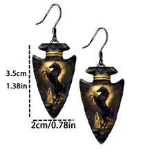 時尚創意黑馬幾何三角吊墜耳環,萬聖節、聖誕節、紀念裝飾首飾禮物