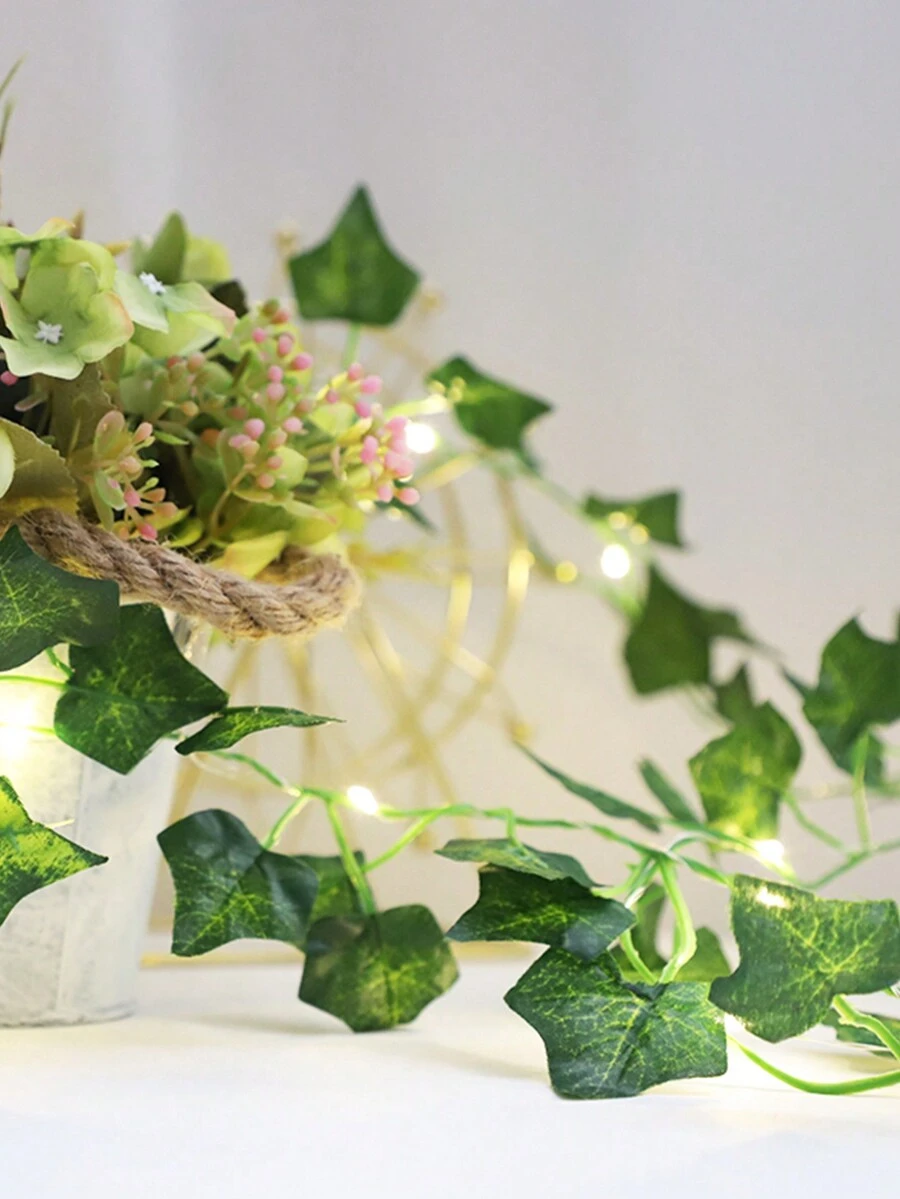 Artificial Ivy Vine Lights Led String Light With Green Leaves For Wall Hanging Decoration - White - View 1
