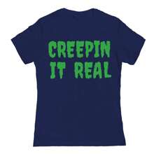 Nearly There Creeping It Real Graphic Navy Women Cotton Short-Sleeve T-Shirt - Màu xanh hải quân - Xem 2
