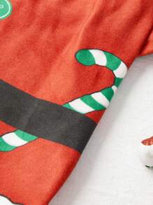 PETSIN 1 件聖誕寵物印花落肩袖 T 卹