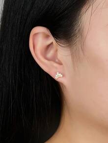 一对 S925 纯银皇冠螺丝耳环镶嵌锆石别致优雅简约耳环适合女性日常礼物