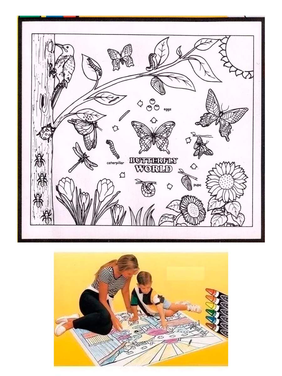 Reusable Coloring Mat For Girls - Butterfly World - Erases Crayons And Water-Based Markers - White - View 1