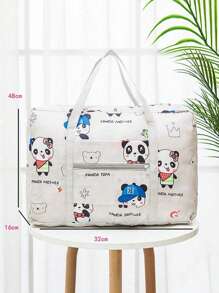 Tổ chức du lịch Túi xách cuối tuần Vali di động Túi lưu trữ quần áo du lịch lớn - Màu Xám nhạt - Xem 4