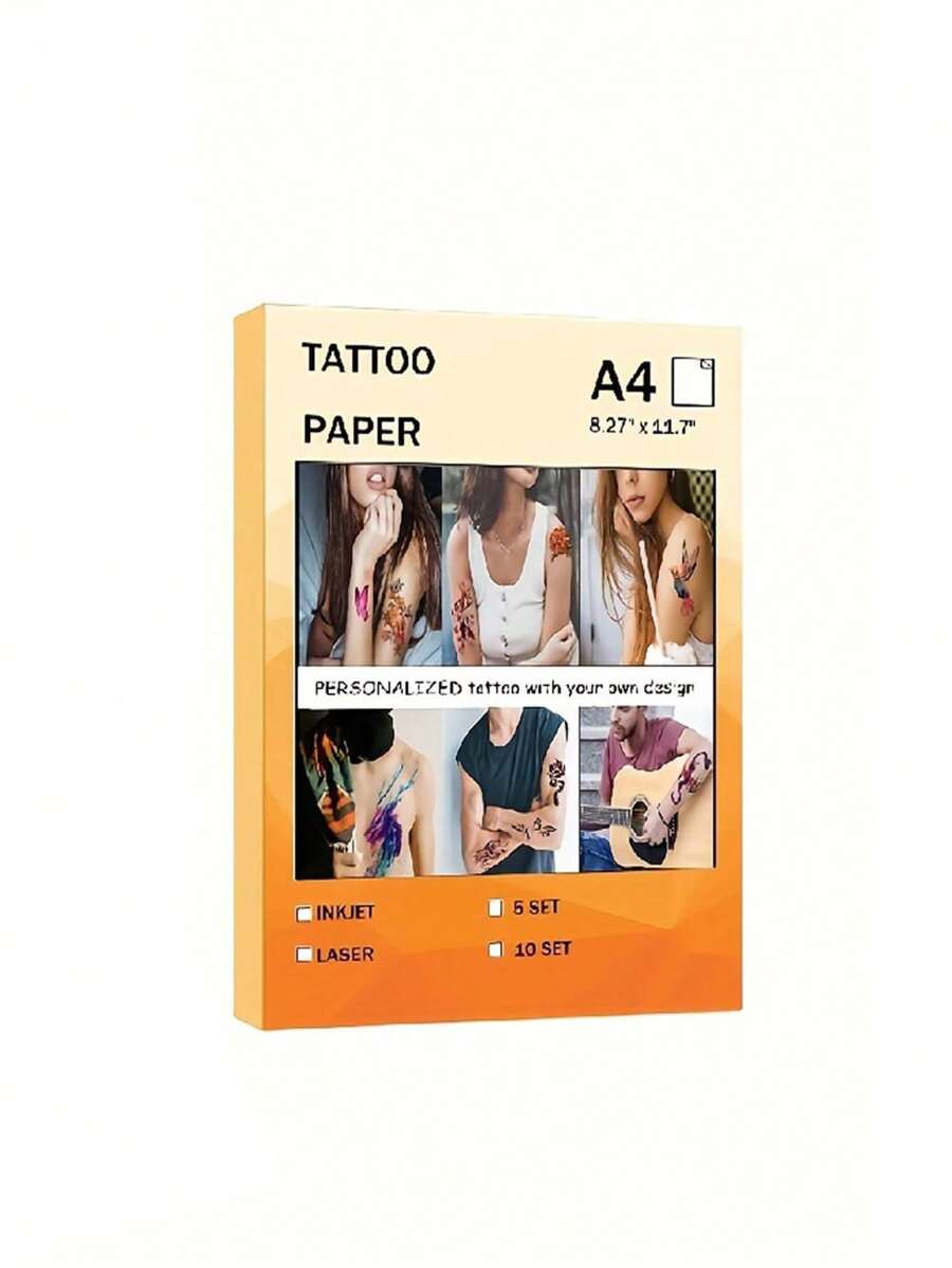 5张A4防水临时纹身纸 | DIY定制皮肤艺术 | 兼容喷墨/激光打印机