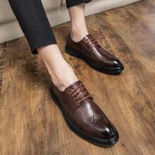 Giày Oxford cổ điển dành cho nam, phong cách Anh quốc công sở & thường ngày, mũi tròn chấm bi, cổ thấp & thoải mái, thích hợp cho tiệc, đám cưới, tiệc tùng - Thời trang, tối giản, màu trơn, giày công sở - màu nâu - Xem 3