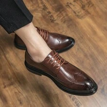 Giày Oxford cổ điển dành cho nam, phong cách Anh quốc công sở & thường ngày, mũi tròn chấm bi, cổ thấp & thoải mái, thích hợp cho tiệc, đám cưới, tiệc tùng - Thời trang, tối giản, màu trơn, giày công sở - màu nâu - Xem 6