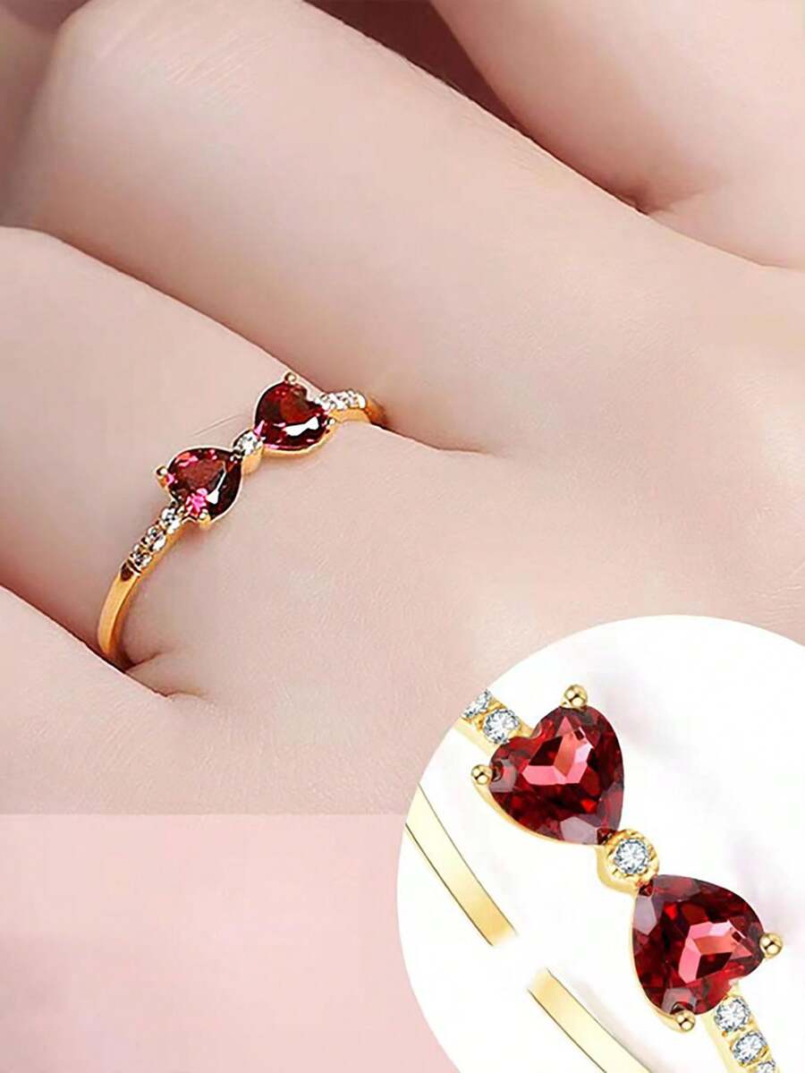 1pc Sweet Bowknot Design Opening Ring With Inlay For Women's Daily Wear - Butterfly - View 1