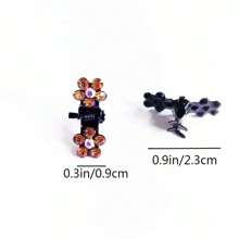 Set de 12 piezas de pasadores de pelo de moda y lindos para niñas con colores aleatorios de flores y rhinestones, que incluyen mini pinzas para el cabello, pasadores, pinzas de resorte, perfectos para el estilo coreano, uso diario, actuaciones, cenas, fiestas de cumpleaños y como accesorios de fotografía para adolescentes y jóvenes - Multicolor - Ver 7