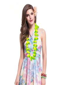 30/52 件彩色花卉花环套装，适用于夏威夷派对装饰，适合卢奥宴会、海滩、婚礼和生日 - 耐用的波西米亚风格涤纶项链，颜色随机