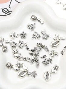 Metal Alloy Silver Charm Pendant Beads For DIY Handmade Bracelets, Necklaces Earrings, DIY Jewelry Accessories, Assorted Varietie - Rhodium - View 3