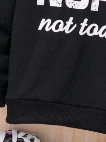 Young Girl Letter Print Lined Sport Jacket - Black - View 5