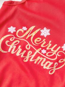 PETSIN 1件紅色寵物聖誕字母印花背心 - 彩色 - 查看 6