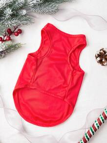 PETSIN 1件紅色寵物聖誕字母印花背心 - 彩色 - 查看 7