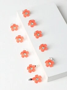 10pcs Rhinestone Flower Hair Clips, Braided Hair Clips, Women Hair Accessories - Red - View 3