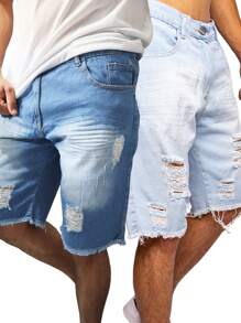 Men Denim Shorts - Multicolor - View 1