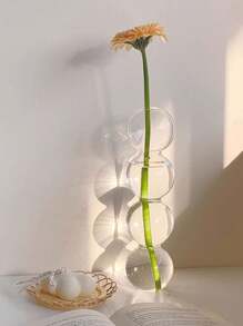 WHICHLIFE 1pc Ins Style Bubble Glass Vase For Flower Arrangement, Coffee Shop And Home Decor - Clear - View 8