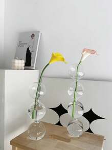 WHICHLIFE 1pc Ins Style Bubble Glass Vase For Flower Arrangement, Coffee Shop And Home Decor - Clear - View 2